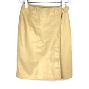 DANIER LEATHER BUTTER BEIGE WRAP SKIRT 4